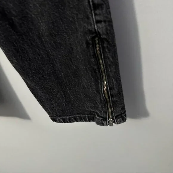 Social Tourist Black Zip Hem Straight Jeans W26 Y2K Grunge Streetwear - Picture 6 of 11